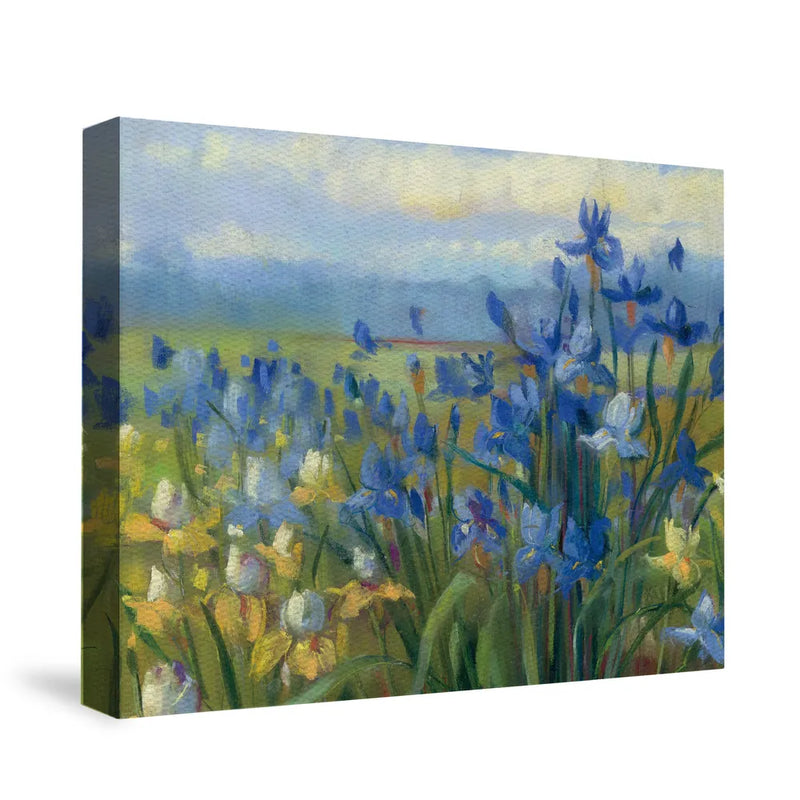 Blue and Yellow Flower Field Canvas Wall Art - Laural Home