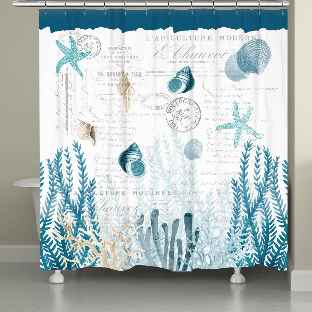 blue coral shower curtain