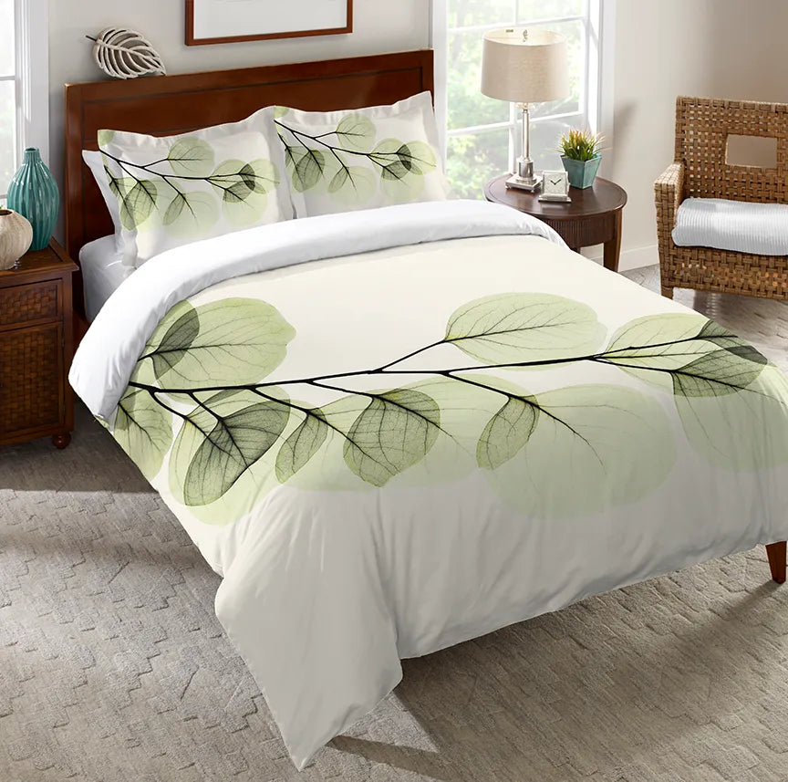 Green X Ray Of Eucalyptus Leaves Comforter Laural Home