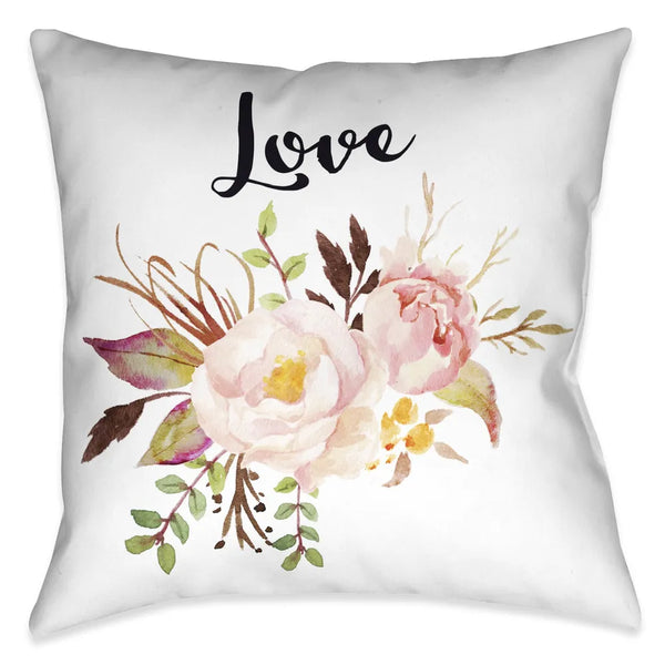 Watercolor Flowers Love Indoor Decorative Pillow - Laural Home