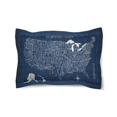 Hand Lettered US Map Blueprint Canvas Tote Bag - Laural Home