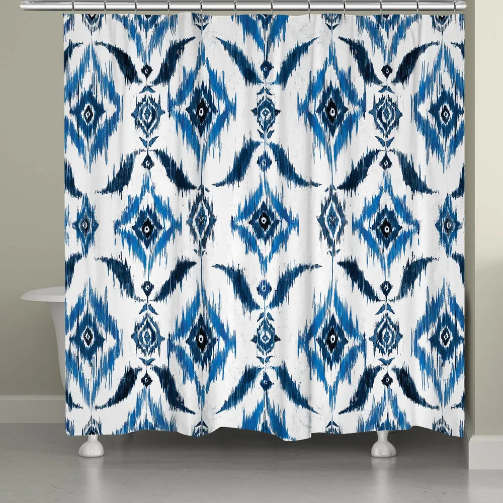 Indigo Ikat Shower Curtain Laural Home