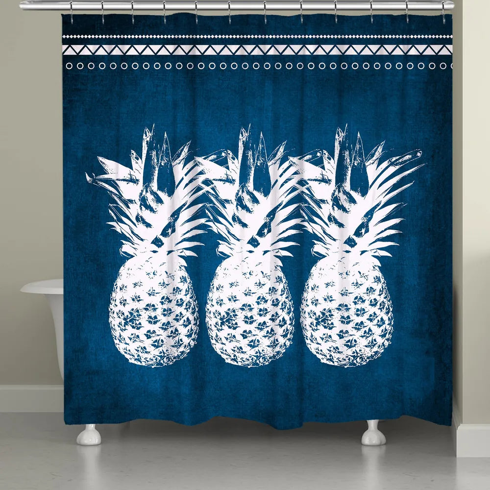 Indigo Pineapples Shower Curtain Laural Home