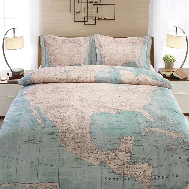 North America Map Duvet Cover Laural Home