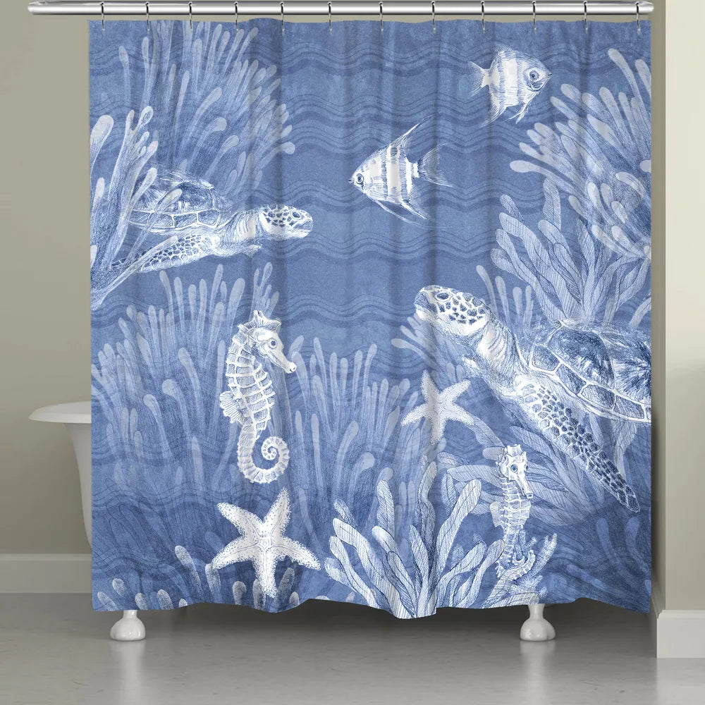 Ocean Wave Sea Life Shower Curtain – Laural Home