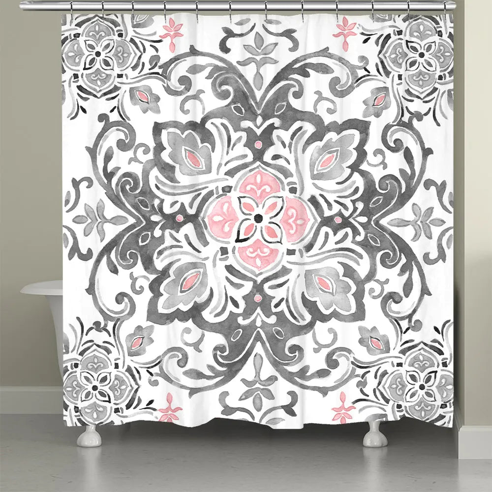 pink and gray shower curtain