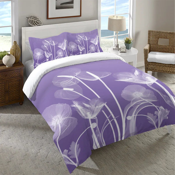 Purple Flora Duvet Cover Laural Home