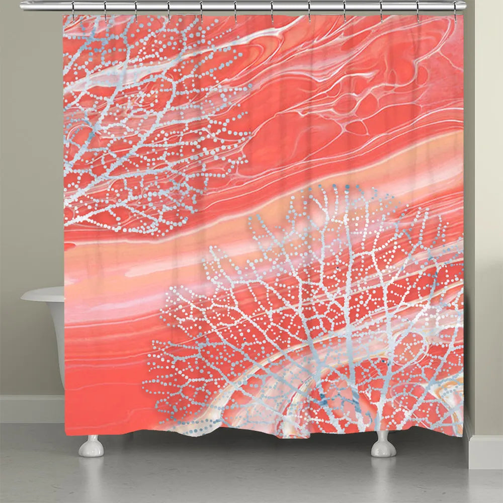 coral and teal shower curtain