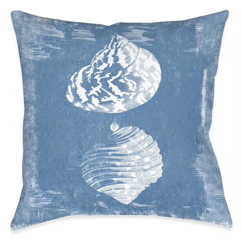 Coastal Sketch Shells Outdoor Decorative Pillow - Laural Home