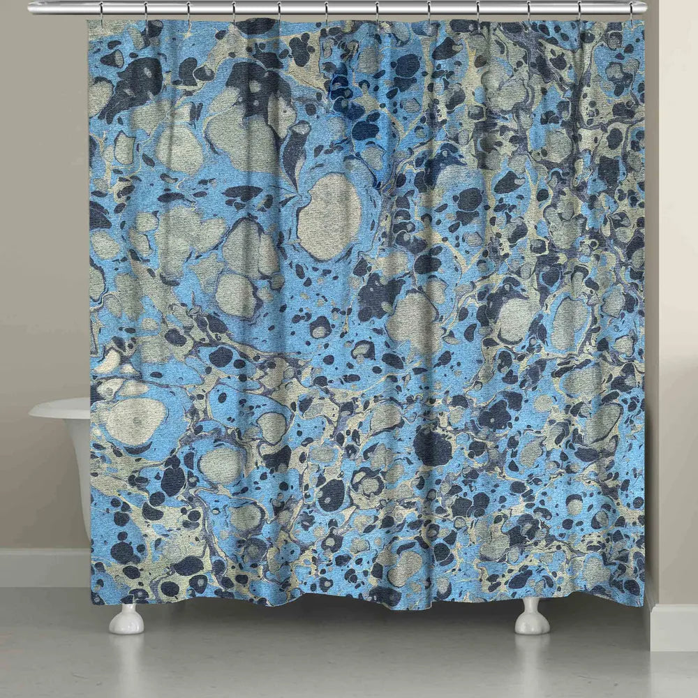 blue and silver shower curtain