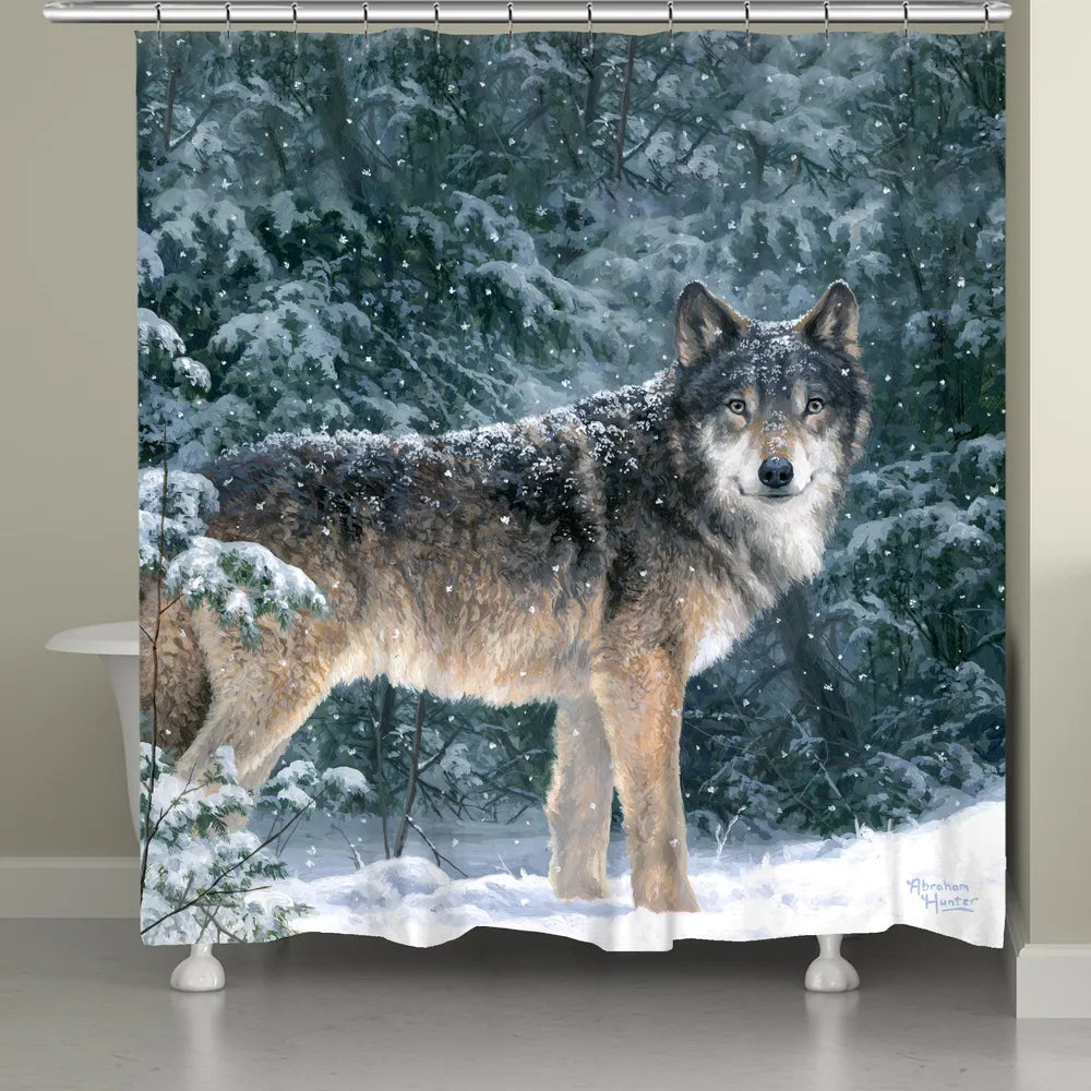 Snow Wolf Shower Curtain Laural Home