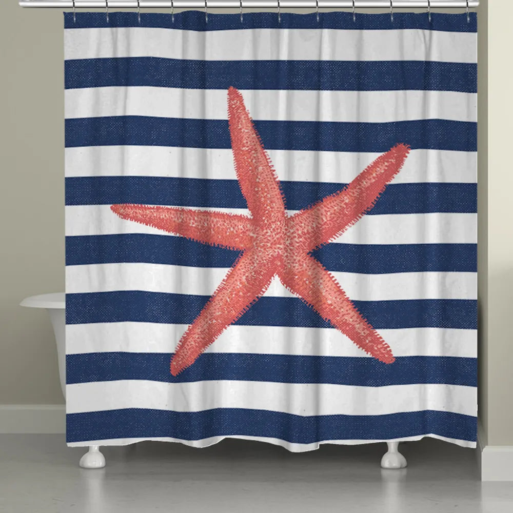 Starfish Stripe Shower Curtain Laural Home