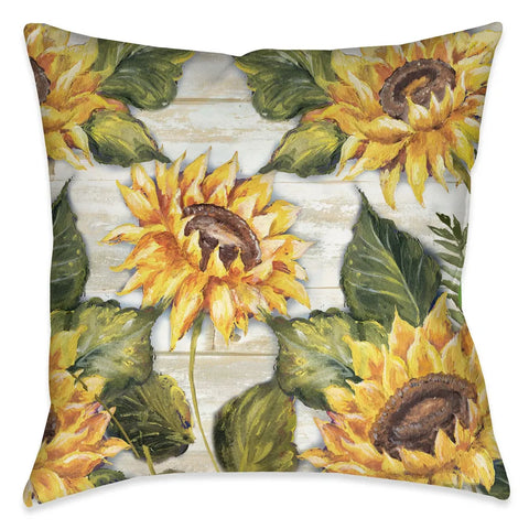 Pressed Autumn Sunflowers Indoor Decorative Pillow