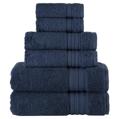 Spa and Hotel Quality Turkish Cotton 6 Piece Blue Towel Set (2 Bath Towels,  2 Hand Towels, 2 Wash Cloths)