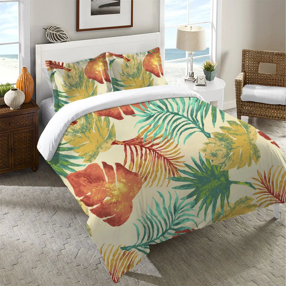 Tropical Havana Palm Leaves Duvet Cover Laural Home