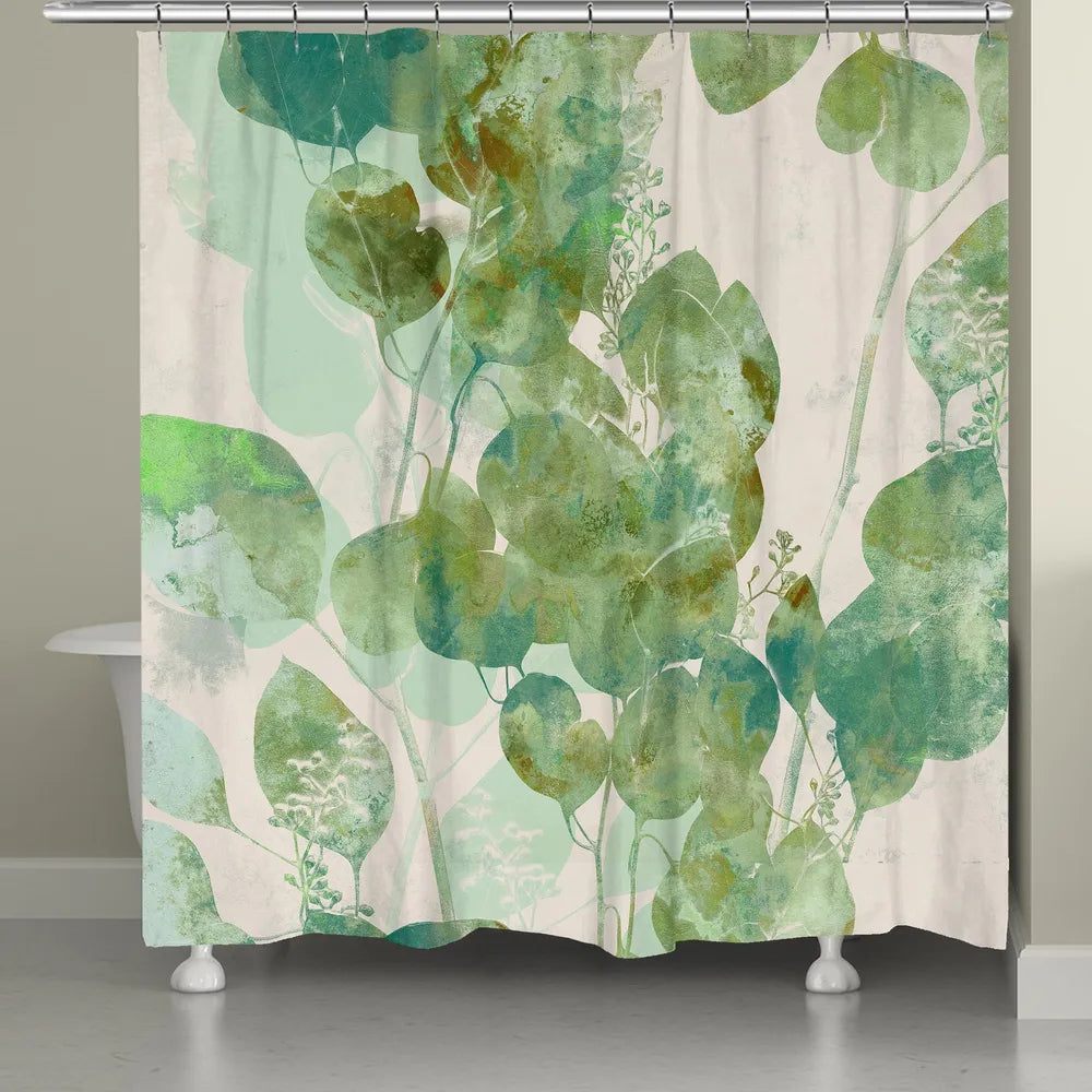 Green Watercolor Eucalyptus Leaves Shower Curtain Laural Home