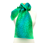 Load image into Gallery viewer, silk clothing for women hand painted silk scarf lime and emerald green colors handmade by Lynne Kiel

