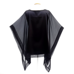 Load image into Gallery viewer, black silk long poncho top painted silk fashion design by Lynne Kiel
