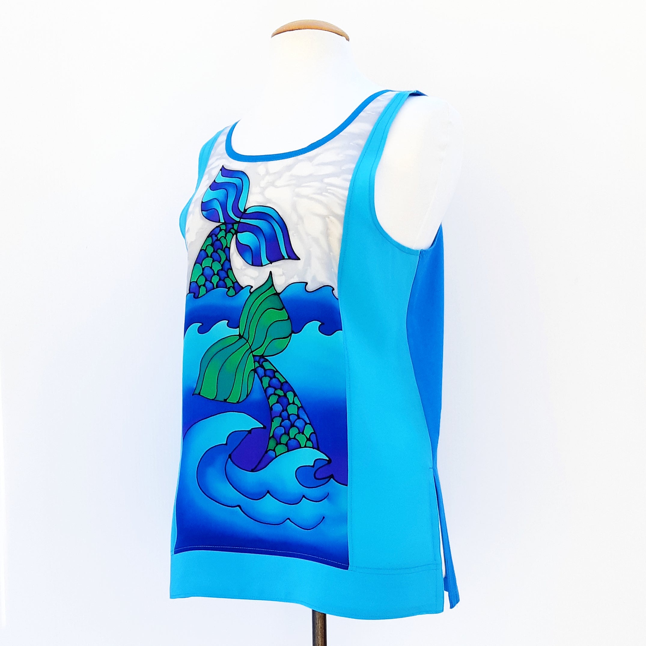 painted silk tank top for women