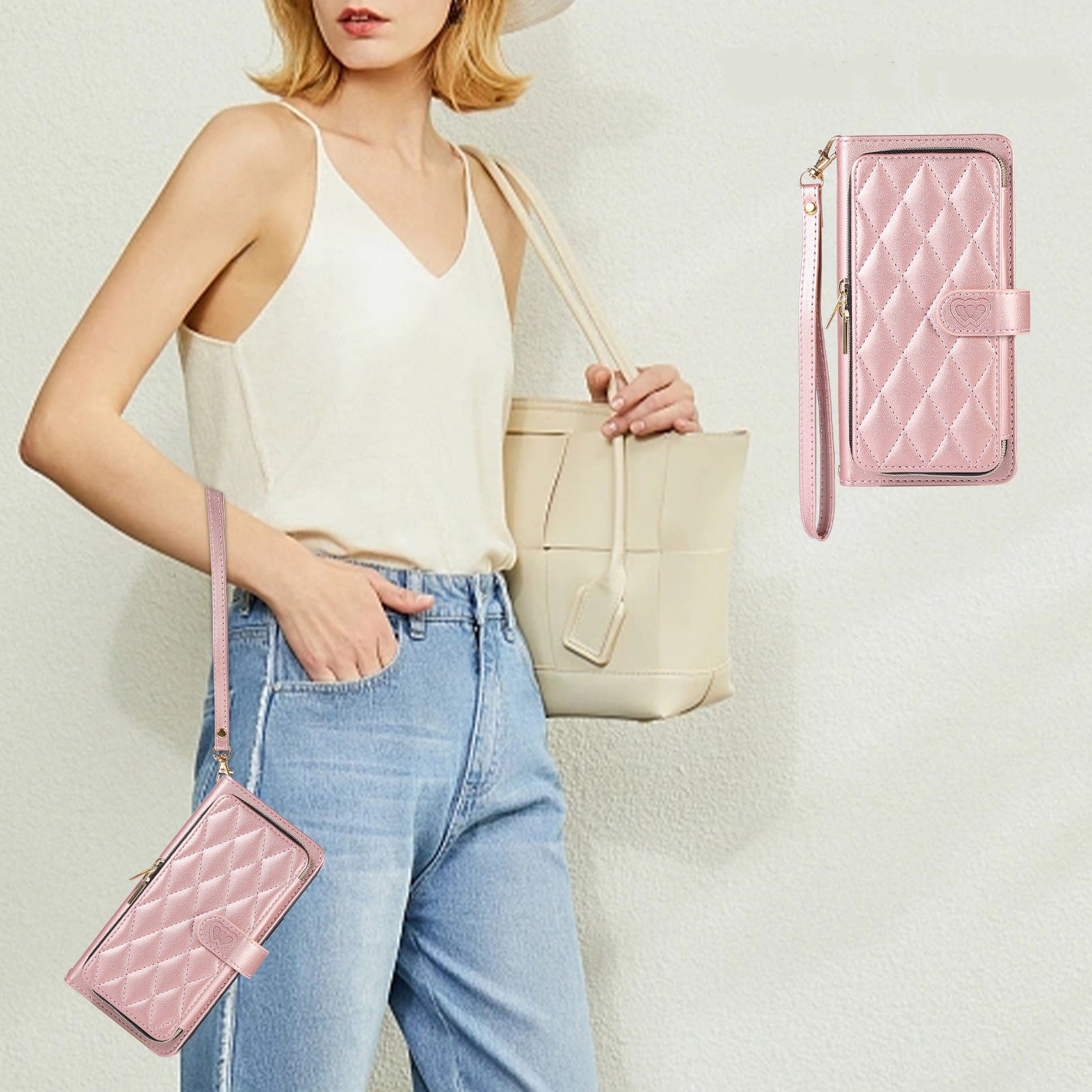 himoda wallet iphone case - pink