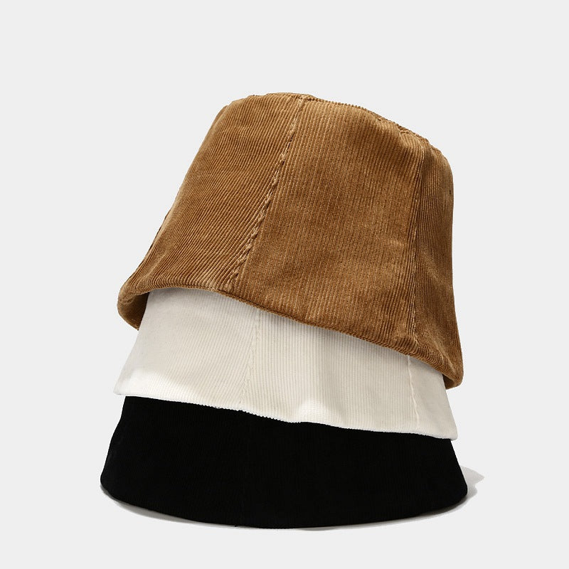 HIMODA deep corduroy bucket hat - brown-white-black