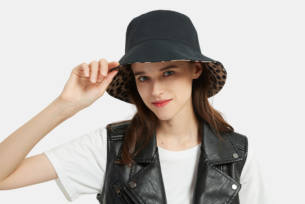 HIMODA reversible bucket hat- men - women - leopard print-blac
