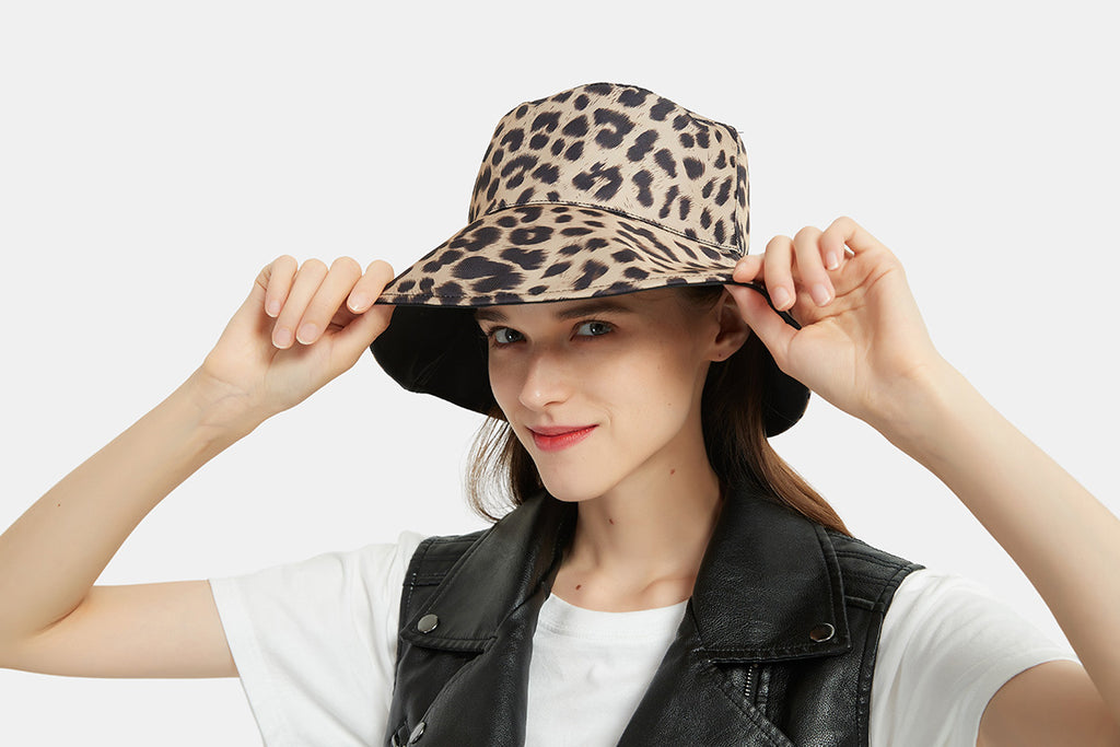 HIMODA reversible bucket fisherman hat men-women - leopard -black