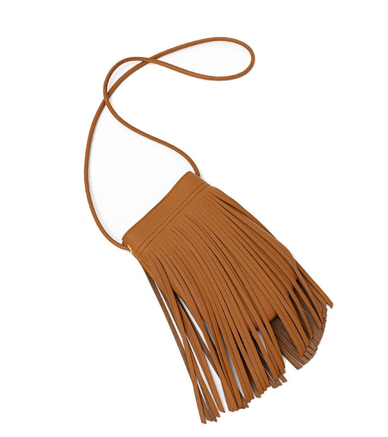 HIMODA leather fringe crossbody purse - phone bag - detail 5