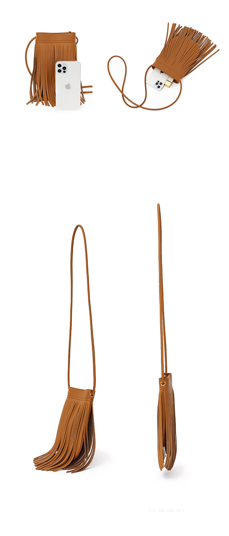 HIMODA leather fringe crossbody purse - phone bag - detail 6