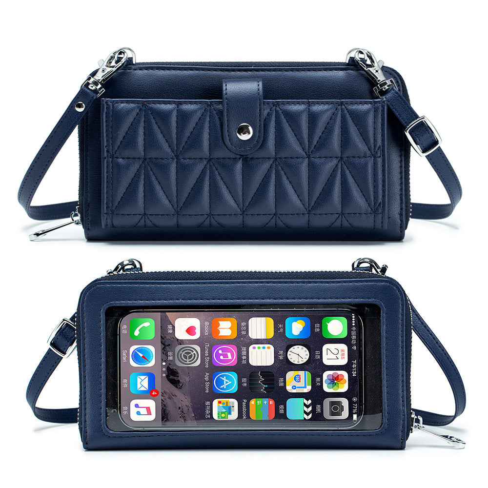 himoda leather crossbody phone bag with touch screen window