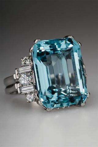 March Birthstone Ring - Aquamarine Rings