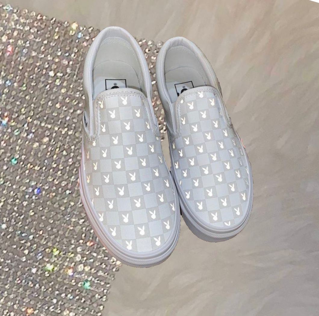 white checkered reflective vans