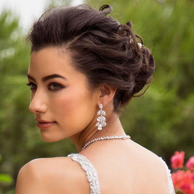 Crystal dangle drop bar earrings clip on, wedding day elegant jewelry -  Ruby Lane
