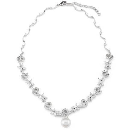 Heiheiup All Around Pearl Zircon Necklace Female Design Feeling