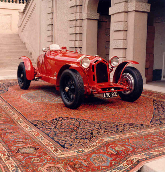 large persian carpet with old car from movie