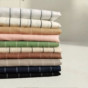 Lightweight Striped Linen Fabric By The Yard|Classic Cotton Linen Fabric|Linen Fabric for Clothing - Longan Craft