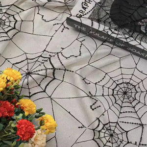 Sequin Embroidered Tulle Fabric By The Yard Spider Web Tulle Fabric For Halloween Decoration - Longan Craft