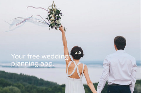 Image shows couple on wedding day on bride book app 