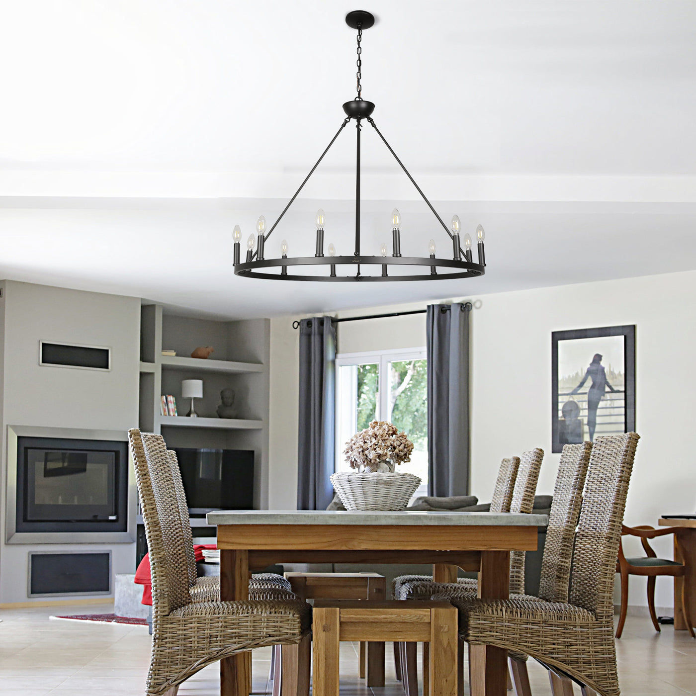 wagon wheel dining room chandelier