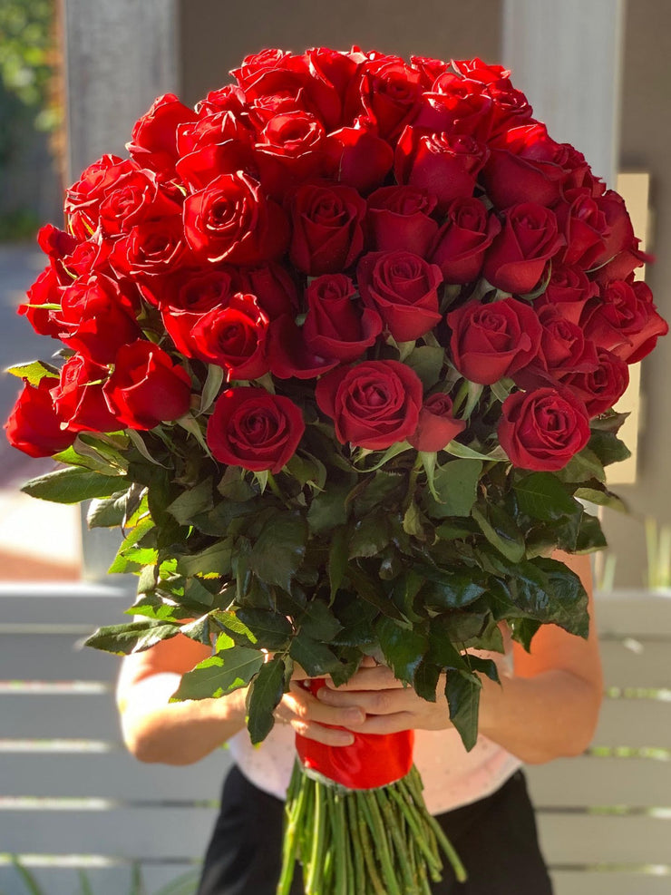 100 Long Stem Red Rose Bouquet \u2013 Helen Bye Flowers