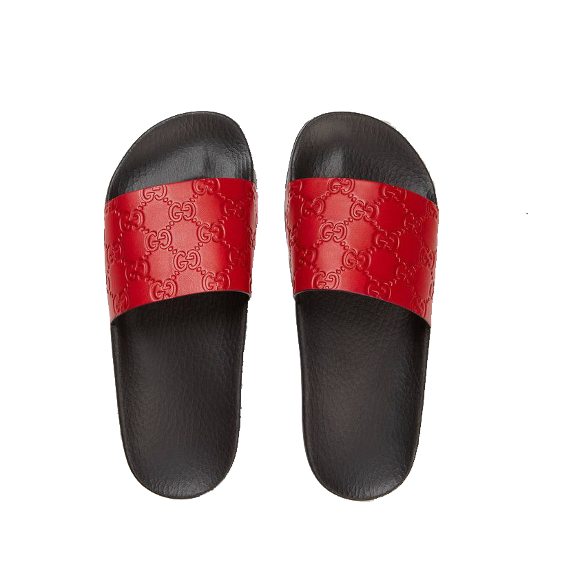 red gucci slides women's