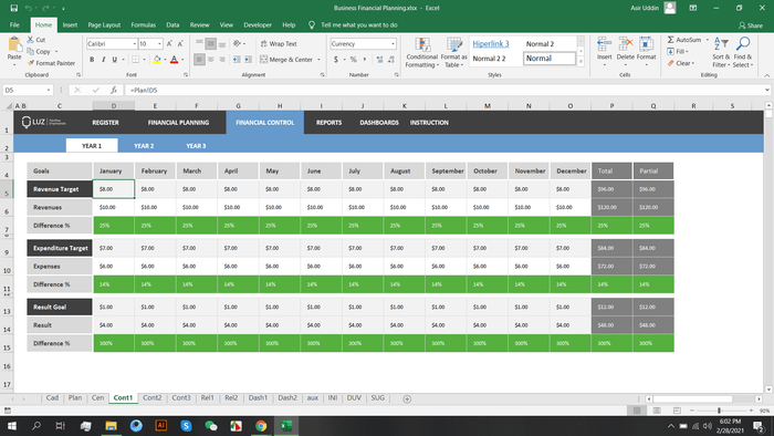 financial planning excel sheet