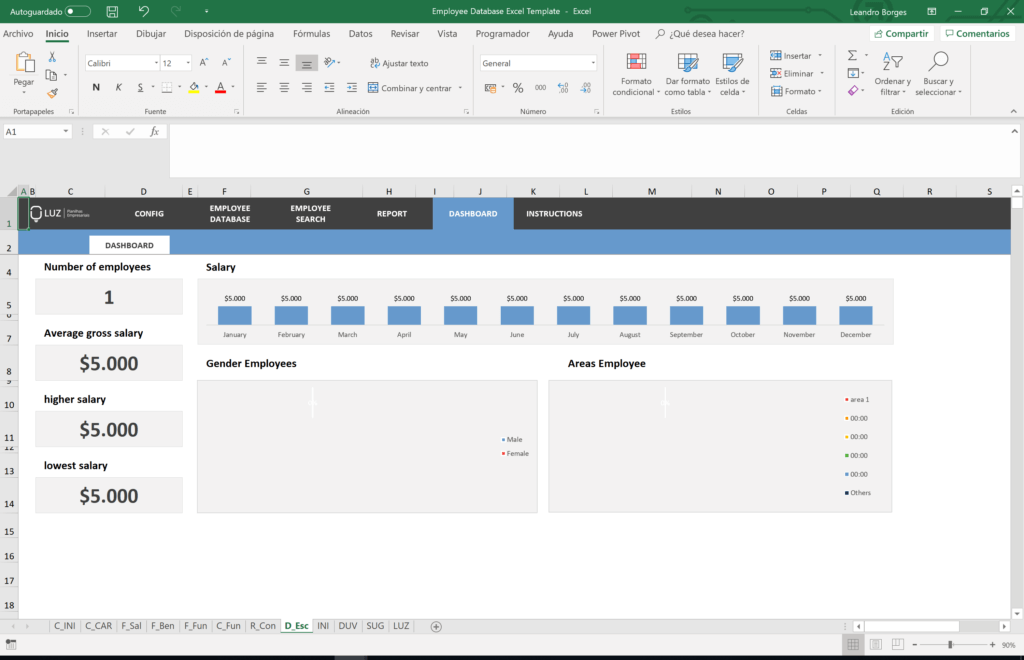 excel database template employee templates