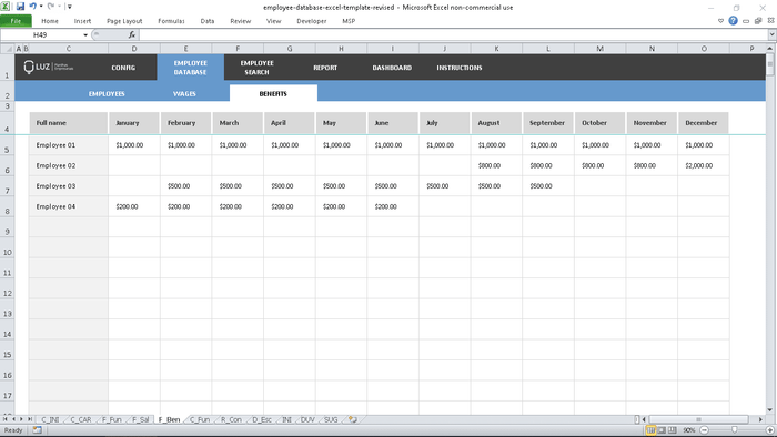 excel template employee database