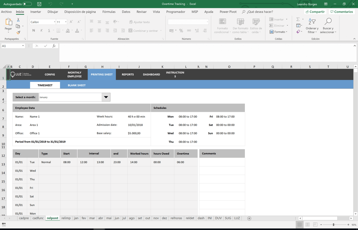 pmp hours spreadsheet