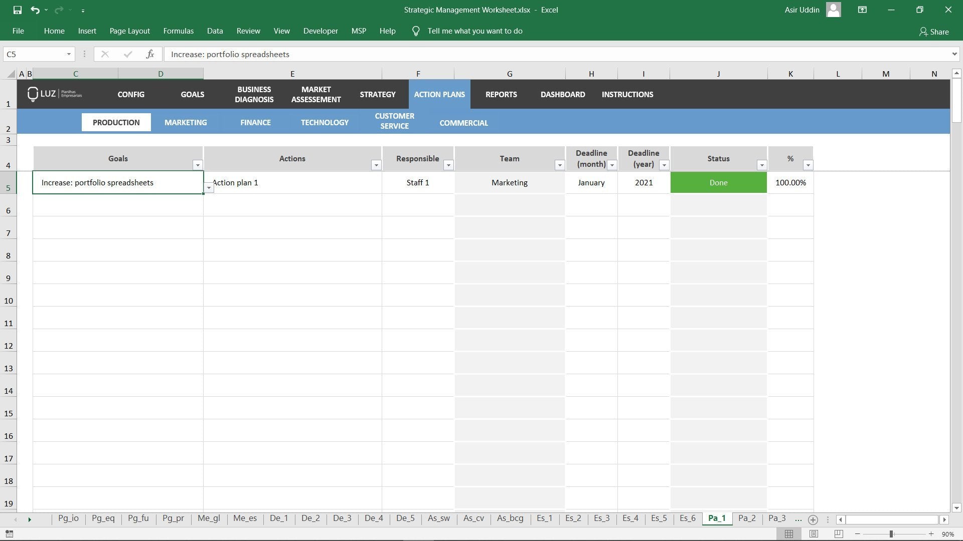 microsoft excel for mac 2016 strategic planning template