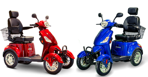 ew-46 4 wheel mobility scooter color red and blue. fully assembled and ready to go image pureups 