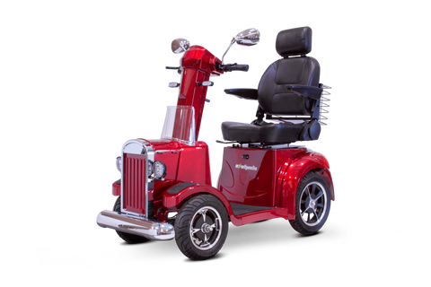 ew-vintage four wheel mobility scooter color red for senior, elderly and the disabled 