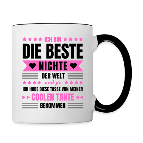 Tasse "Ich bin die beste Nichte der Welt" (von Tante) - Weiß/Schwarz