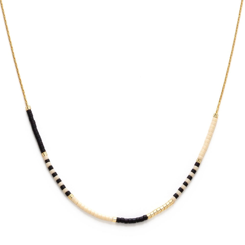 Japanese Seed Bead Necklace in Bone & Black